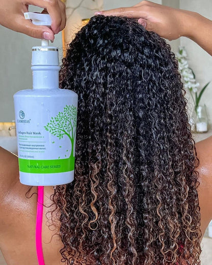 Organic Plant-Based Collagen Hair Mask with Tea Tree Oil for Dry Damaged, Frizzy Hair - Split End Repair, Hydrating & Strengthening (18.6 Fl Oz) Avelisse