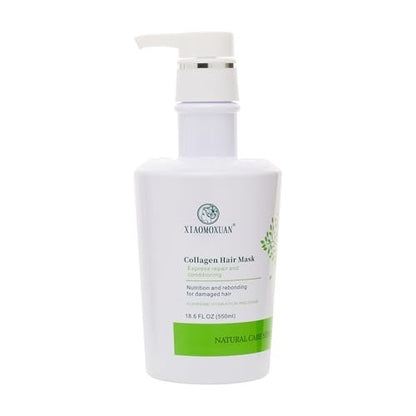Organic Plant-Based Collagen Hair Mask with Tea Tree Oil for Dry Damaged, Frizzy Hair - Split End Repair, Hydrating & Strengthening (18.6 Fl Oz) Avelisse
