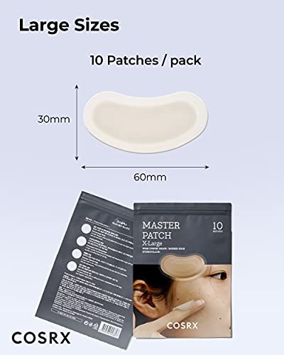COSRX Master Patch Intensive - Oval-Shaped Hydrocolloid Pimple Patches with Tea Tree Oil & Salicylic Acid, Fast Blemish & Zit Treatment, 10 X-Large Patches Avelisse