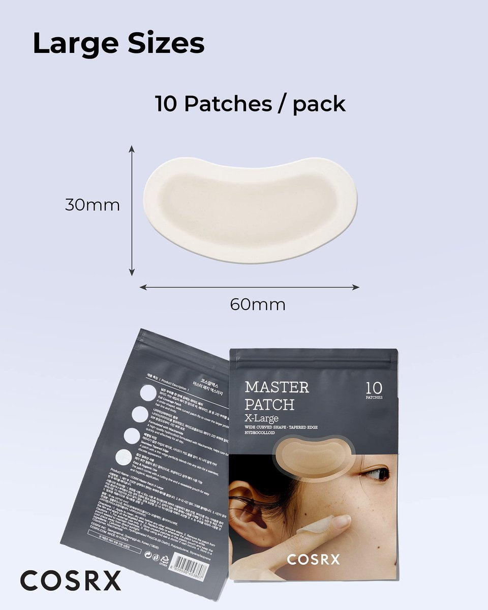 COSRX Master Patch Intensive - Oval-Shaped Hydrocolloid Pimple Patches with Tea Tree Oil & Salicylic Acid, Fast Blemish & Zit Treatment, 10 X-Large Patches Avelisse