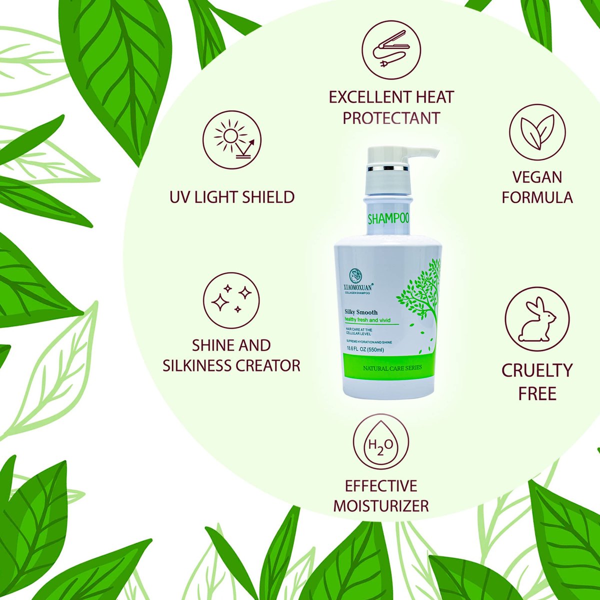 Xiaomoxuan Organic Tea Tree Oil Shampoo - Moisturizing for Dry Hair, Scalp Treatment, Sulfate-Free - Collagen Bond for Oily Scalp and Ends, 18.6 Fl Oz Avelisse