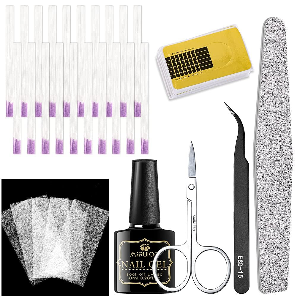 Fiberglass Nail Extension Gel Kit – Builder Gel with Silk Fiberglass for Nail Art Avelisse