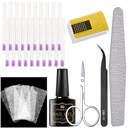 Fiberglass Nail Extension Gel Kit – Builder Gel with Silk Fiberglass for Nail Art Avelisse