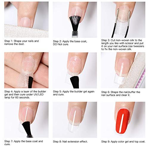 Fiberglass Nail Extension Gel Kit – Builder Gel with Silk Fiberglass for Nail Art Avelisse