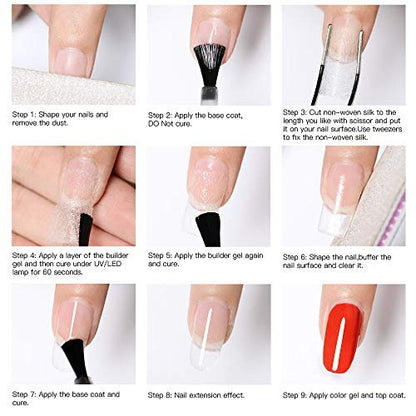 Fiberglass Nail Extension Gel Kit – Builder Gel with Silk Fiberglass for Nail Art Avelisse