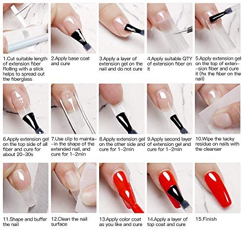 Fiberglass Nail Extension Gel Kit – Builder Gel with Silk Fiberglass for Nail Art Avelisse