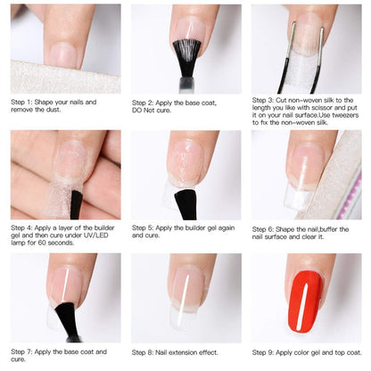 Fiberglass Nail Extension Gel Kit – Builder Gel with Silk Fiberglass for Nail Art Avelisse