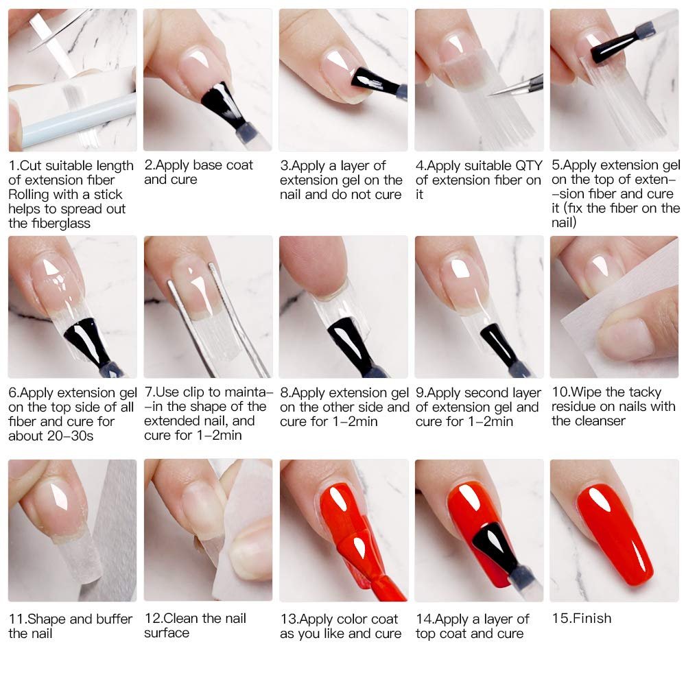 Fiberglass Nail Extension Gel Kit – Builder Gel with Silk Fiberglass for Nail Art Avelisse