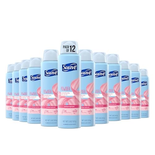 Suave Dry Spray Antiperspirant Deodorant, Powder Fresh, 48-Hour Sweat Protection, 3.8 oz (Pack of 12) Avelisse