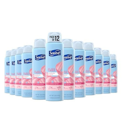 Suave Dry Spray Antiperspirant Deodorant, Powder Fresh, 48-Hour Sweat Protection, 3.8 oz (Pack of 12) Avelisse