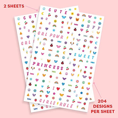 xo, Fetti Kids Nail Stickers - 816 Decals for Birthday Party Favors, DIY Home Activity, Gift, Cute Nail Transfers, Groovy, Princess, Girl Power, Easter Basket - görsel 4