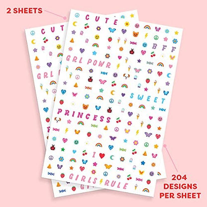xo, Fetti Kids Nail Stickers - 816 Decals for Birthday Party Favors, DIY Home Activity, Gift, Cute Nail Transfers, Groovy, Princess, Girl Power, Easter Basket
