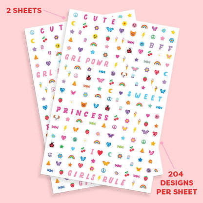 xo, Fetti Kids Nail Stickers - 816 Decals for Birthday Party Favors, DIY Home Activity, Gift, Cute Nail Transfers, Groovy, Princess, Girl Power, Easter Basket