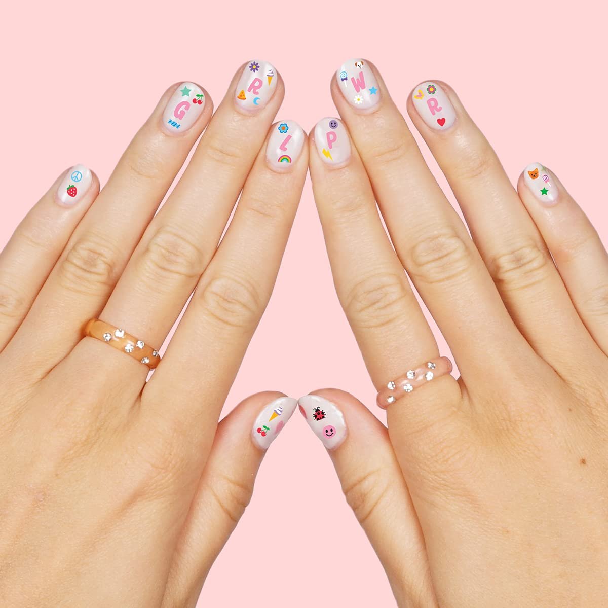 xo, Fetti Kids Nail Stickers - 816 Decals for Birthday Party Favors, DIY Home Activity, Gift, Cute Nail Transfers, Groovy, Princess, Girl Power, Easter Basket - görsel 5