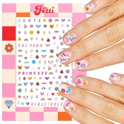 xo, Fetti Kids Nail Stickers - 816 Decals for Birthday Party Favors, DIY Home Activity, Gift, Cute Nail Transfers, Groovy, Princess, Girl Power, Easter Basket