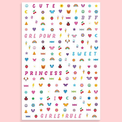 xo, Fetti Kids Nail Stickers - 816 Decals for Birthday Party Favors, DIY Home Activity, Gift, Cute Nail Transfers, Groovy, Princess, Girl Power, Easter Basket - görsel 8