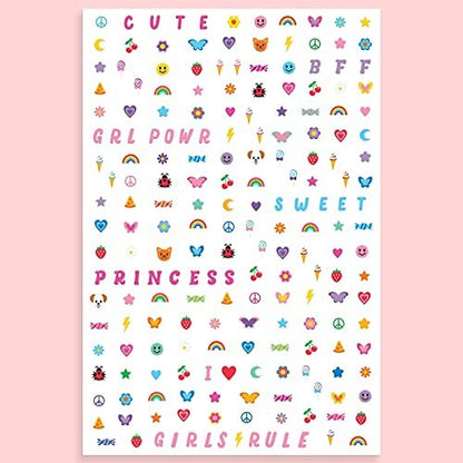 xo, Fetti Kids Nail Stickers - 816 Decals for Birthday Party Favors, DIY Home Activity, Gift, Cute Nail Transfers, Groovy, Princess, Girl Power, Easter Basket