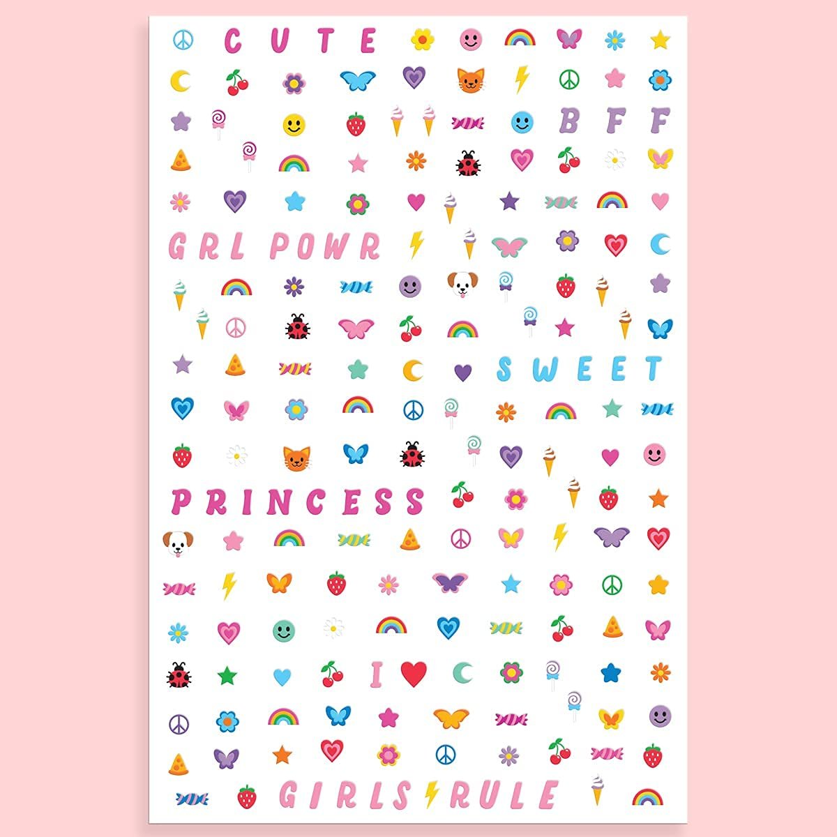 xo, Fetti Kids Nail Stickers - 816 Decals for Birthday Party Favors, DIY Home Activity, Gift, Cute Nail Transfers, Groovy, Princess, Girl Power, Easter Basket - görsel 7