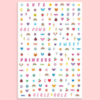 xo, Fetti Kids Nail Stickers - 816 Decals for Birthday Party Favors, DIY Home Activity, Gift, Cute Nail Transfers, Groovy, Princess, Girl Power, Easter Basket