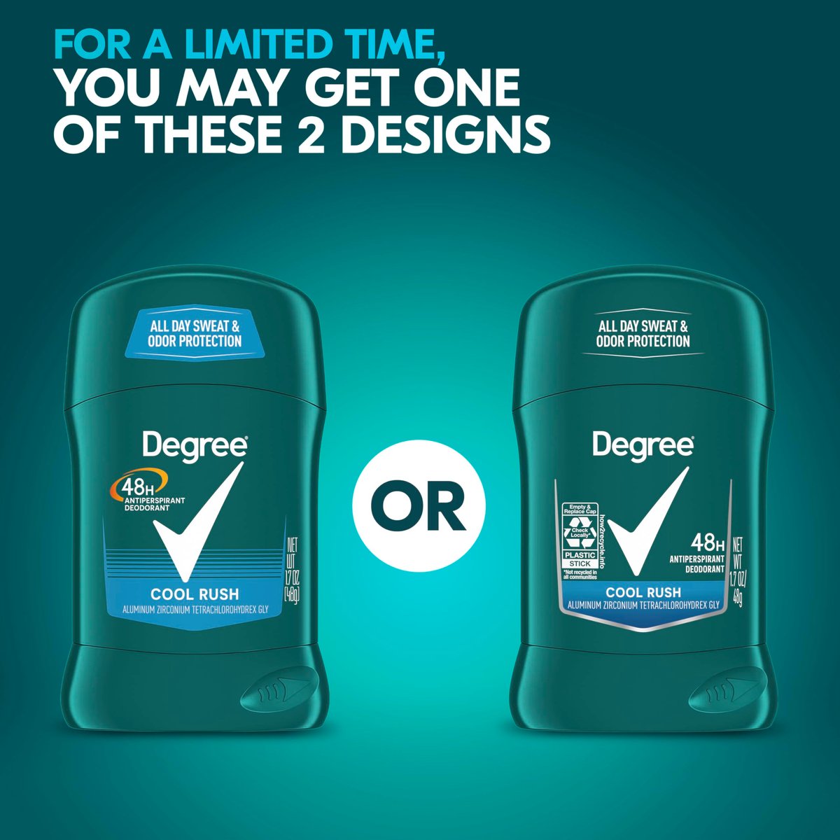 Degree Men Original Protection Antiperspirant Deodorant Cool Rush, 48-Hour Sweat & Odor Protection, 1.7 oz, Pack of 12 Avelisse