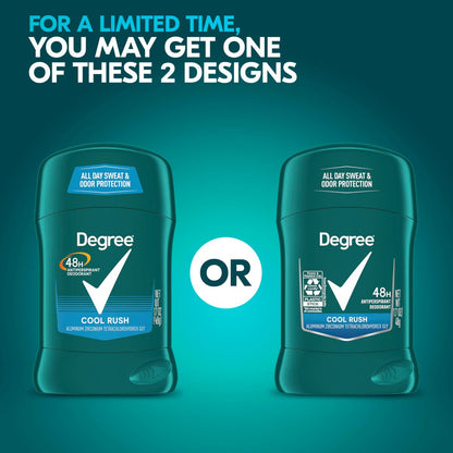 Degree Men Original Protection Antiperspirant Deodorant Cool Rush, 48-Hour Sweat & Odor Protection, 1.7 oz, Pack of 12 Avelisse