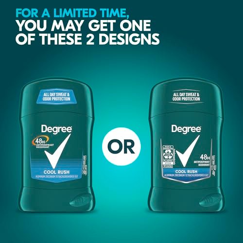 Degree Men Original Protection Antiperspirant Deodorant Cool Rush, 48-Hour Sweat & Odor Protection, 1.7 oz, Pack of 12 Avelisse