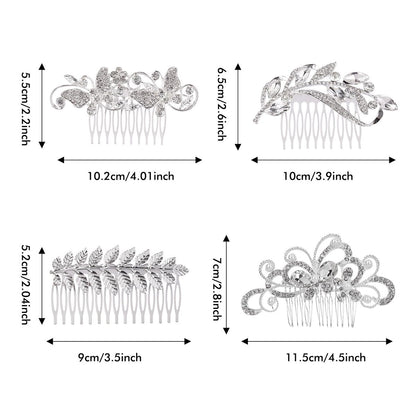 Cinaci 40-Piece Silver Rhinestone Butterfly Leaf Flower Bridal Hair Combs and Pins Set Avelisse