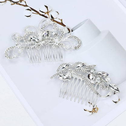 Cinaci 40-Piece Silver Rhinestone Butterfly Leaf Flower Bridal Hair Combs and Pins Set Avelisse