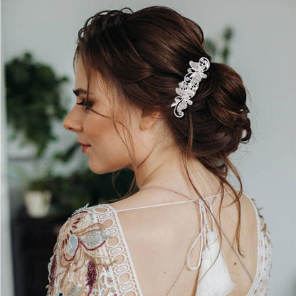 Cinaci 40-Piece Silver Rhinestone Butterfly Leaf Flower Bridal Hair Combs and Pins Set Avelisse