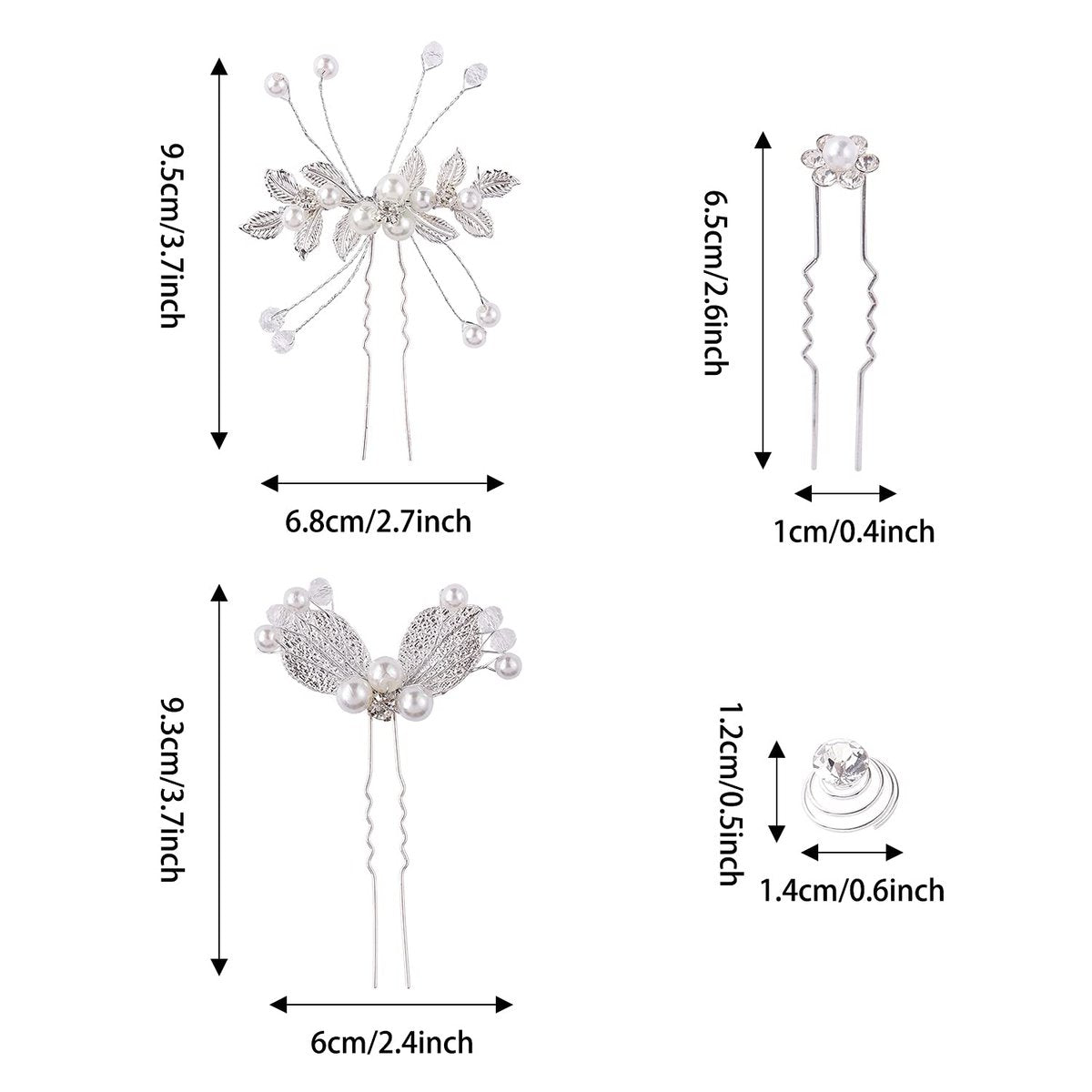 Cinaci 40-Piece Silver Rhinestone Butterfly Leaf Flower Bridal Hair Combs and Pins Set Avelisse