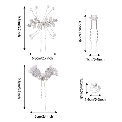Cinaci 40-Piece Silver Rhinestone Butterfly Leaf Flower Bridal Hair Combs and Pins Set Avelisse