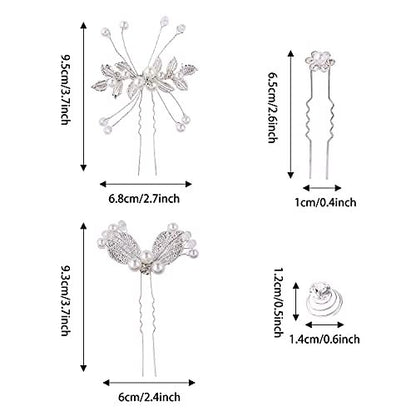 Cinaci 40-Piece Silver Rhinestone Butterfly Leaf Flower Bridal Hair Combs and Pins Set Avelisse