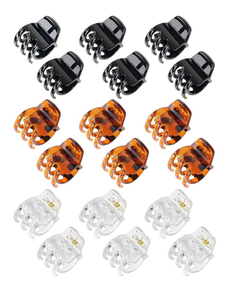 18 Pcs Medium Hair Clips for Women and Girls - 1.38 Inch No-Slip Jaw Claw Clips, Black Plastic Avelisse