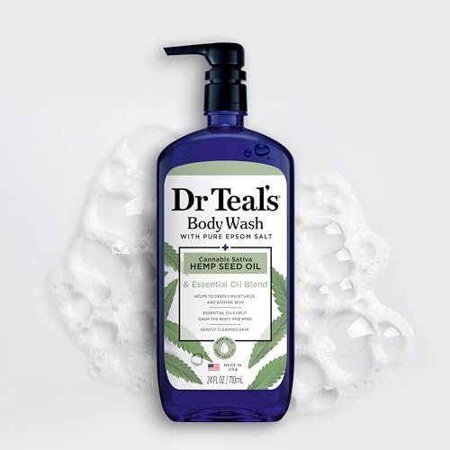 Dr Teal's Body Wash with Pure Epsom Salt & Cannabis Sativa Hemp Seed Oil, 24 fl oz (Pack of 4) Avelisse