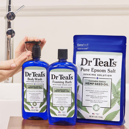 Dr Teal's Body Wash with Pure Epsom Salt & Cannabis Sativa Hemp Seed Oil, 24 fl oz (Pack of 4) Avelisse