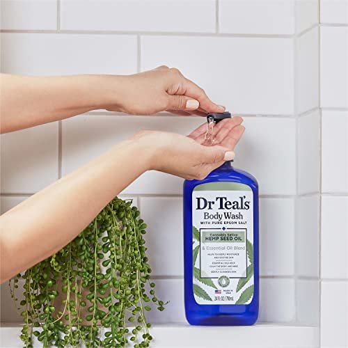 Dr Teal's Body Wash with Pure Epsom Salt & Cannabis Sativa Hemp Seed Oil, 24 fl oz (Pack of 4) Avelisse