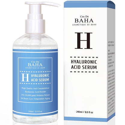 Cos De BAHA Hyaluronic Serum 8 Fl Oz – Pure Sodium Hyaluronate 10,000 ppm Hydrating Face Serum for Dry & Dehydrated Skin – Lightweight Fragrance-Free Korean Skincare Formula Avelisse