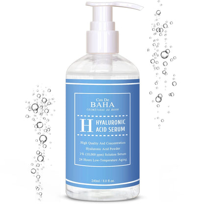 Cos De BAHA Hyaluronic Serum 8 Fl Oz – Pure Sodium Hyaluronate 10,000 ppm Hydrating Face Serum for Dry & Dehydrated Skin – Lightweight Fragrance-Free Korean Skincare Formula Avelisse