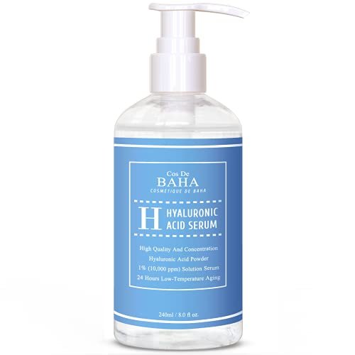 Cos De BAHA Hyaluronic Serum 8 Fl Oz – Pure Sodium Hyaluronate 10,000 ppm Hydrating Face Serum for Dry & Dehydrated Skin – Lightweight Fragrance-Free Korean Skincare Formula Avelisse