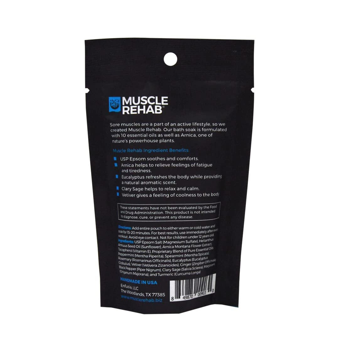 Muscle Rehab Epsom Salt Bath Soak 5 Travel Packets – Arnica & Magnesium for Muscle Pain Relief, Portable Foot Soak for Athletes & Active Recovery Avelisse