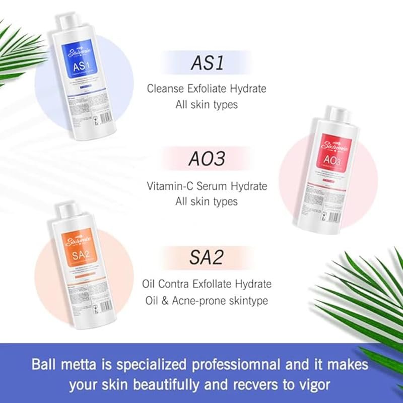 Marfort AS1 SA2 AO3 Aqua Peeling Solution - Professional 400ml Set of 3 for Facial Peeling & Skin Care Avelisse