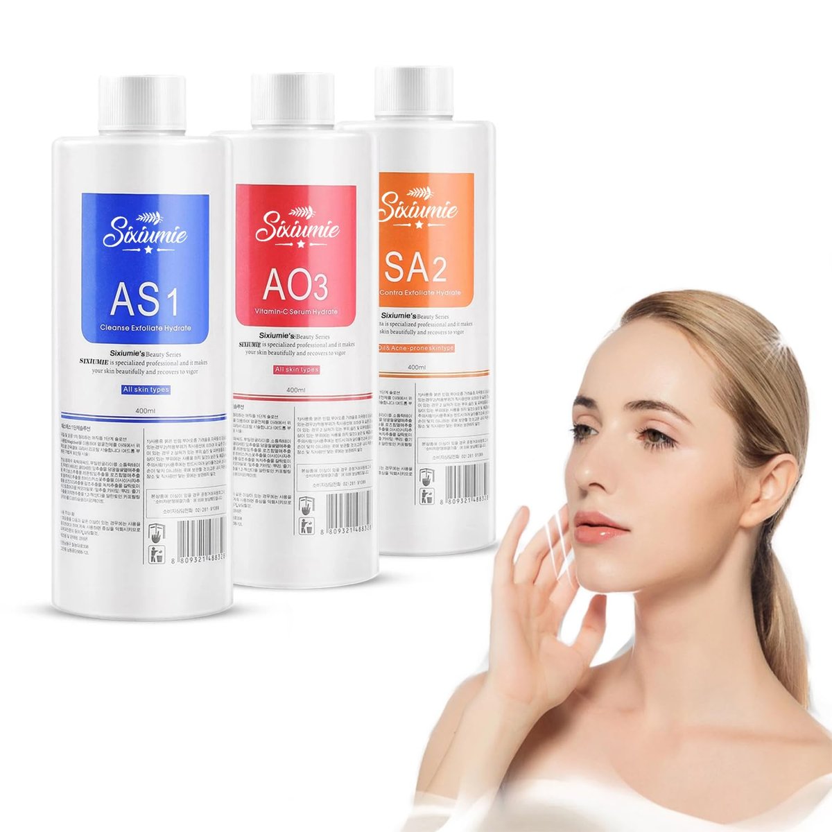 Marfort AS1 SA2 AO3 Aqua Peeling Solution - Professional 400ml Set of 3 for Facial Peeling & Skin Care Avelisse