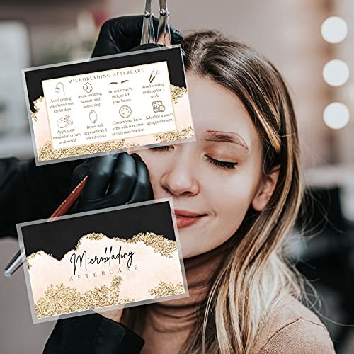 Microblading Aftercare Cards | 50 Pack | 2x3.5 Inches | PMU Pink, Black, and Gold Design by Boutique Marketing LLC - görsel 14