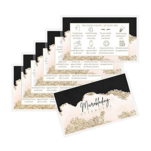 Microblading Aftercare Cards | 50 Pack | 2x3.5 Inches | PMU Pink, Black, and Gold Design by Boutique Marketing LLC - görsel 12