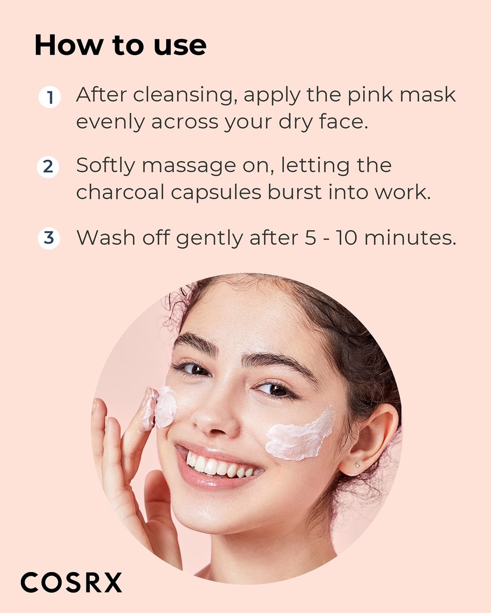 COSRX Pink Pore Clarifying Charcoal Mask - 3.8 fl. oz / 110g - Blackhead & Pore Care, Color Changing Clay Mask for Acne Control, Korean Skincare Avelisse