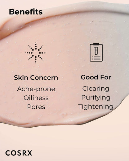 COSRX Pink Pore Clarifying Charcoal Mask - 3.8 fl. oz / 110g - Blackhead & Pore Care, Color Changing Clay Mask for Acne Control, Korean Skincare Avelisse
