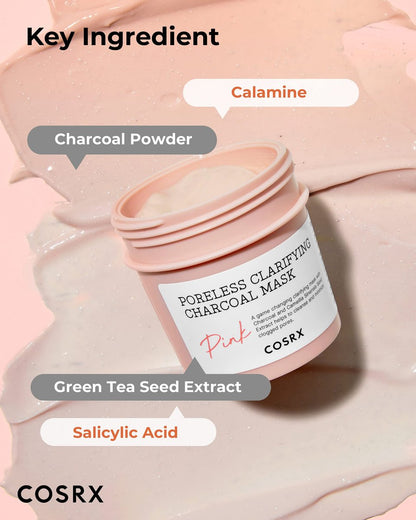 COSRX Pink Pore Clarifying Charcoal Mask - 3.8 fl. oz / 110g - Blackhead & Pore Care, Color Changing Clay Mask for Acne Control, Korean Skincare Avelisse