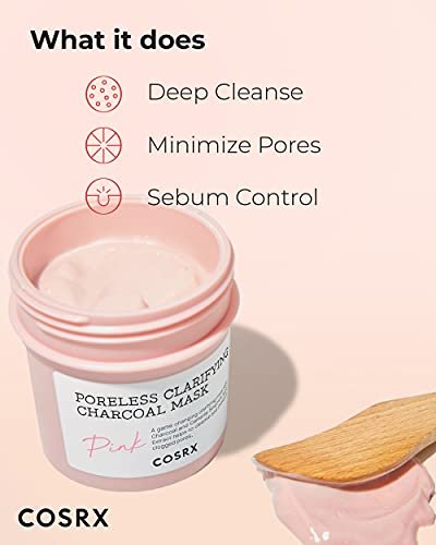 COSRX Pink Pore Clarifying Charcoal Mask - 3.8 fl. oz / 110g - Blackhead & Pore Care, Color Changing Clay Mask for Acne Control, Korean Skincare Avelisse