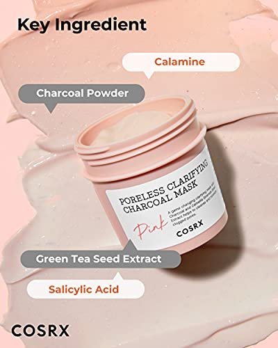 COSRX Pink Pore Clarifying Charcoal Mask - 3.8 fl. oz / 110g - Blackhead & Pore Care, Color Changing Clay Mask for Acne Control, Korean Skincare Avelisse