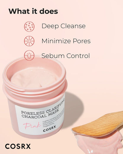 COSRX Pink Pore Clarifying Charcoal Mask - 3.8 fl. oz / 110g - Blackhead & Pore Care, Color Changing Clay Mask for Acne Control, Korean Skincare Avelisse